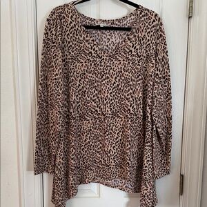 Wonderly Animal Print Blouse - Beige and Dk Brown.